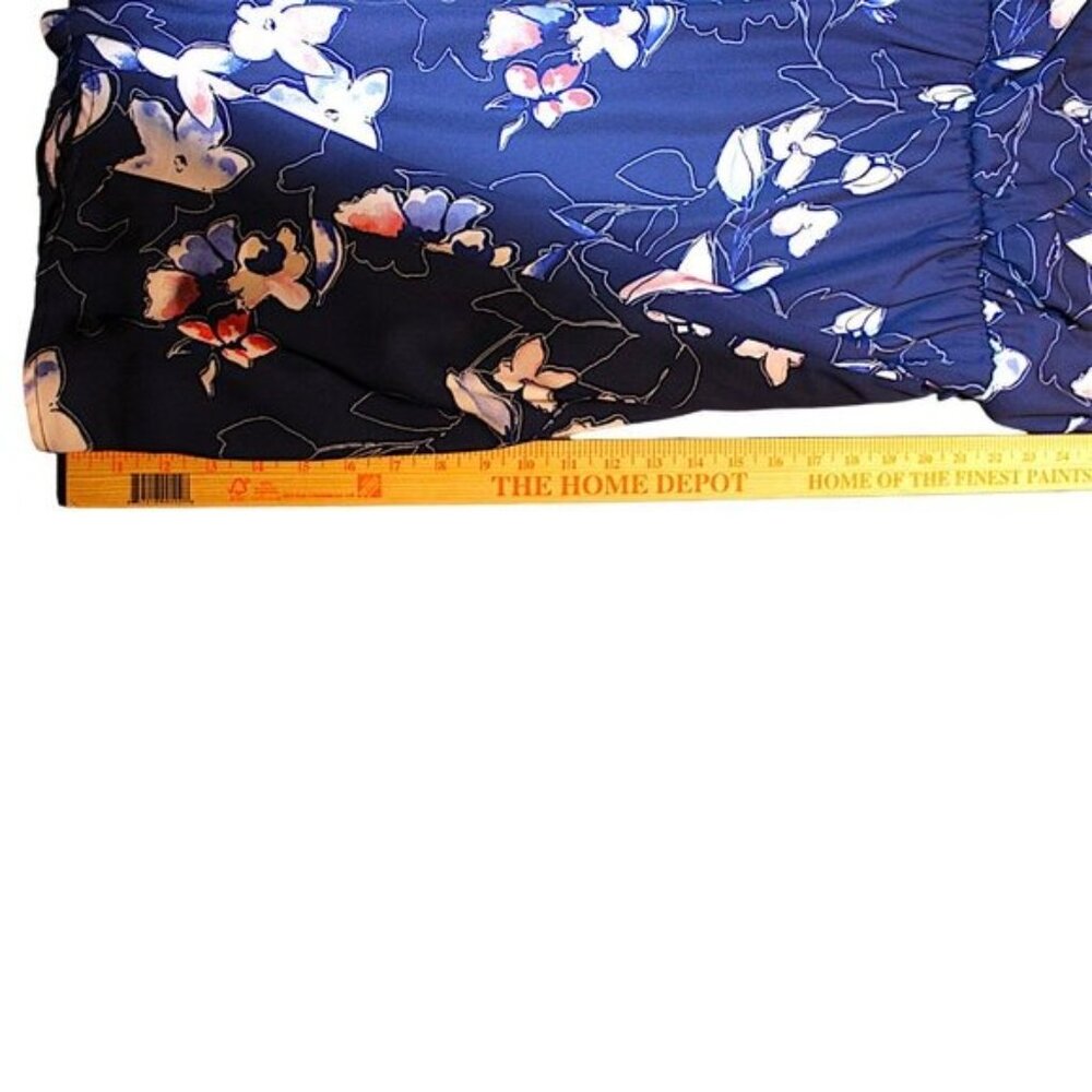 Westport Floral Chiffon Long Sleeve Wrap Dress Size 16 Blue Lightweight Elegant - Picture 6 of 7